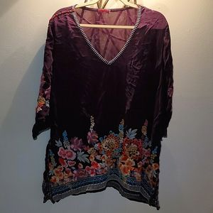 Johnny Was embroidered purple tunic